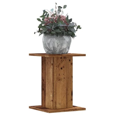 vidaXL - Plantenstandaards - 2 - st - 30x30x40 - cm - bewerkt - hout - oud - houtkleurig