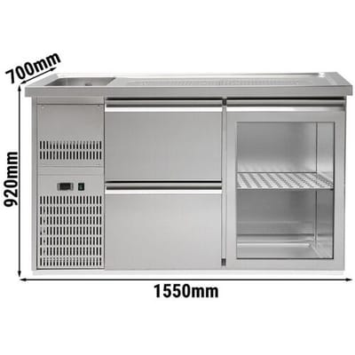 GGM Gastro Biertheke Premium PLUS - 1550x700mm - 1 Glastür & 2 Schubladen
