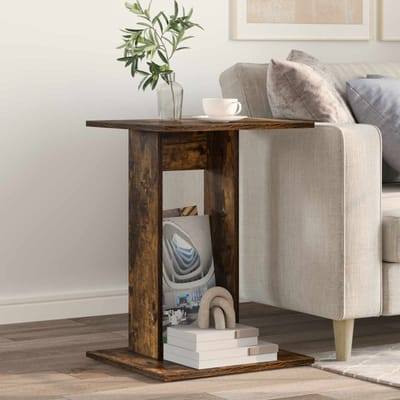 vidaXL - Bijzettafel - Rook - Eiken - 45 - x - 40 - x - 62,5 - cm - Bewerkt - hout