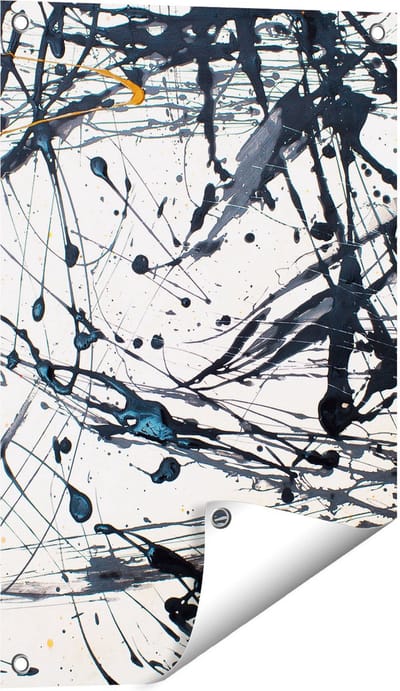 Gards Tuinposter Abstracte Kunst van Zwarte Verf - 40x60 cm - Tuindoek - Tuindecoratie - Wanddecoratie buiten - Tuinschilderij