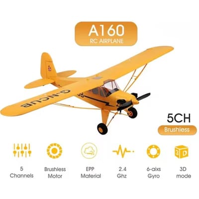 Enfant Adulte Wltoys A160-J3 Rtf 2.4G Moteur Sans Balais 3D6G Avion Télécommandé Cub Amélioré Prêt Pour Vol Extérieur