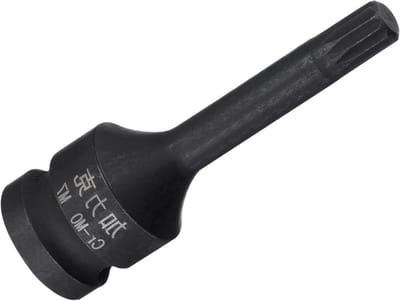 Impactbestendige spline bit voor moeren, 3/8 inch vierkante aandrijving, 60 mm lengte, CR-MO ontwerp, duurzame en robuuste triple square spline bit voor professioneel gebruik