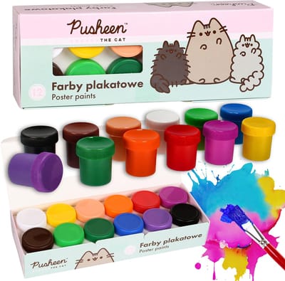 Pusheen Posterverf om te schilderen, posterverf voor school 12 KLEUREN 20ml in potjes