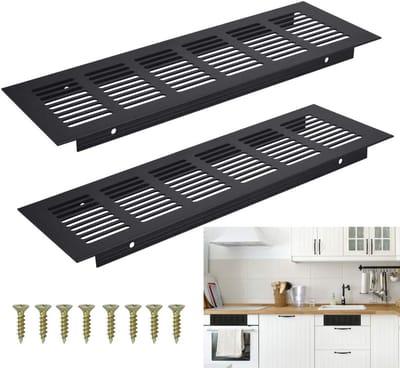 Deurventilatierooster 250 x 80 mm - Vierkant Ventilatie Rooster Zwart Aluminium Voor Insectenbescherming