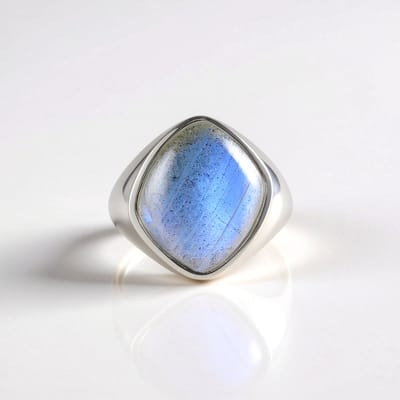 Cavill - Zilveren ring - 925 Sterling Zilver - Blauwe Minary Labradoriet 10,8 ct - Fancy Cabochon - Madagaskar Edelsteen - Moderne elegante ring