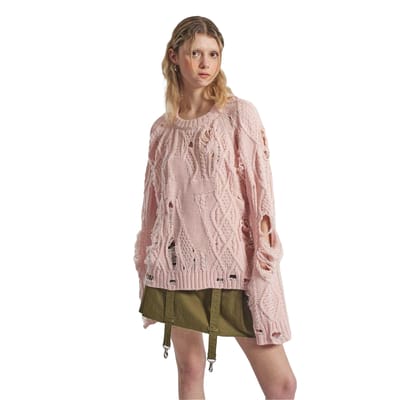 The Ragged Priest Dames/Dames Disciple Kabelgebreide Maxi Dress (Roze)