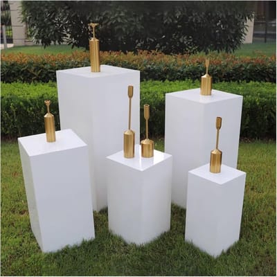Decoratieve Zuil - Display Standaard - Objecten Tonen - Stapelbaar Ontwerp - 30x30x20 cm - Wit