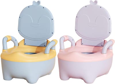 Kinder Potty Training Toilet - Zindelijkheidstrainer Potje - Zelfstandig Plassen - Antislip Pinguïn Design - 39.7 x 34.3 cm - Blauw