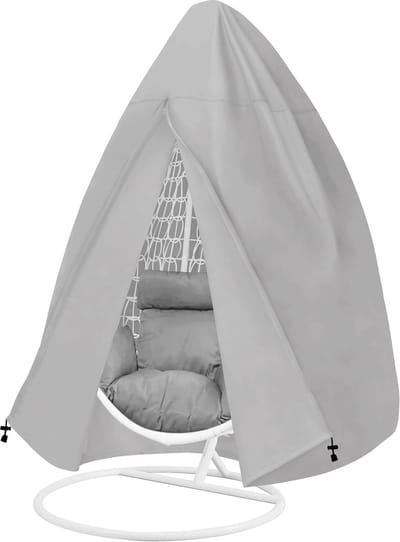 Daity 1 stuk - Eivormige stoelhoes voor buiten - waterdichte rotan schommelstoelhoes voor buiten met rits en gesp aan de onderkant - één zitplaats - zwart - 190 cm hoog x 114 cm breed