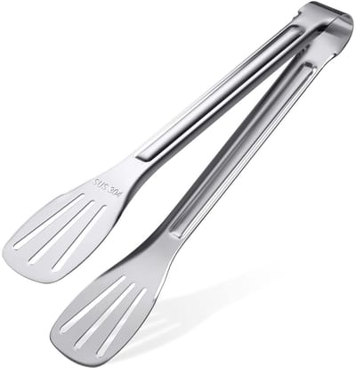 Keukentang (9") - 304 Gemakkelijk schoon te maken, voedselveilig roestvrij staal kooktang, salade, barbecue, serveren, frituurtang, keukengerei, keukengeschenk enz., Easy Grip Beste stevige tang
