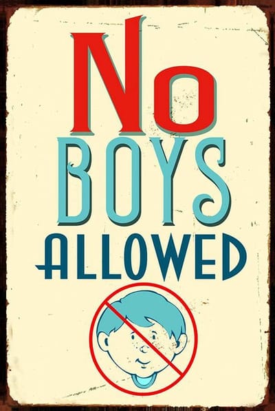 METALEN WANDBORD  MEISJESKAMER - BOYS -RECLAMEBORD - MUURPLAAT - VINTAGE - RETRO - WANDDECORATIE -TEKSTBORD - DECORATIEBORD - RECLAME  - NOSTALGIE - GEEN JONGENS - 30 x 20 cm - nr 784