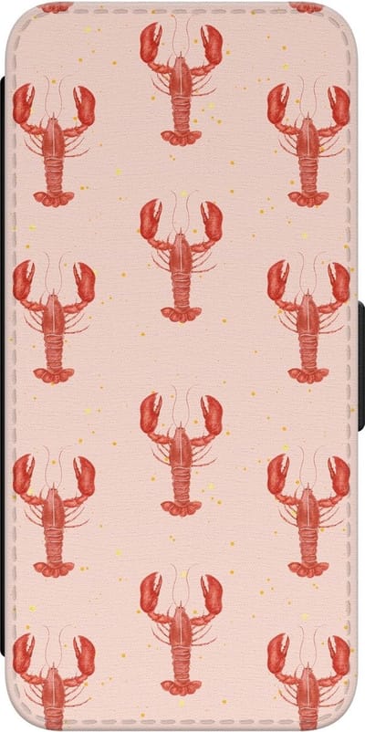 Leuke Telefoonhoesjes - Hoesje geschikt voor Samsung Galaxy A34 bookcase leer - Lobster - Lobster - Wallet Case met pasjeshouder - Print / Illustratie - Roze