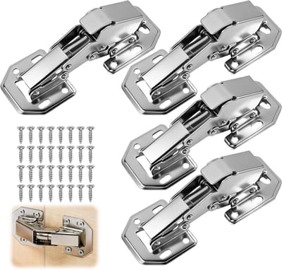 SnelShoppen - 4 x Kastscharnieren met Hydraulische Demping 90° - 113 x 43 mm - Soft Close Scharnieren voor Meubels, Houten Deuren, Inclusief 32 Schroe