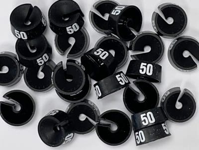 Bleijenberg Maatdopje maat 50 zwart - Maataanduiding voor kledinghangers per 25 stuks - Maatringetje Ø 20 mm - Kledinghangers - Kleerhanger - Kapstok - Mark-Brics - wisersizer