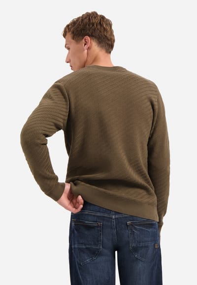 No Excess Pullover Crewneck Jacquard Solid Taupe Maat: XL | Sweaters Outlet | Heren | Bruin