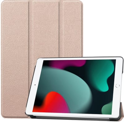Hoesje Geschikt voor Apple iPad 9 (2021) - 10.2 inch - 9e Generatie - Dun & Stevig - Trifold Bookcase - Hard Cover - Hardcover Book Case - Tablet Hoes - Goud