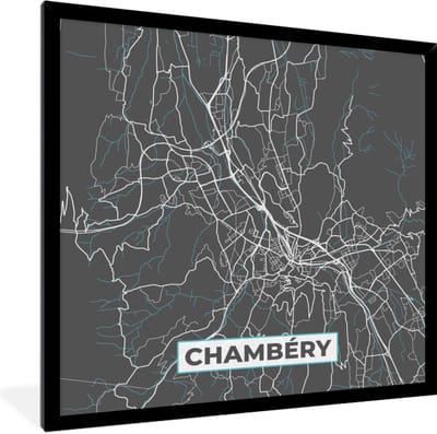 Fotolijst incl. Poster - Chambéry - Stadskaart - Kaart - Frankrijk - Plattegrond - 40x40 cm - Posterlijst