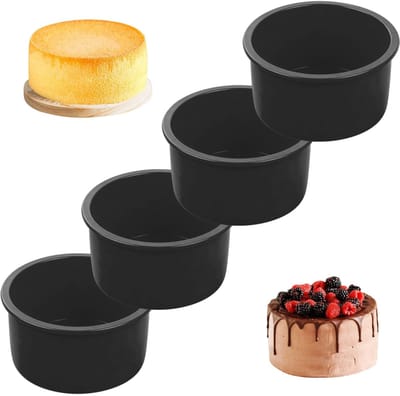 Dailygoods- Cakevorm 4 stuks - Siliconen - Ronde 10,5 cm - Taartvormpjes - Hittebestendig - BPA-vrij materiaal - Taartvorm