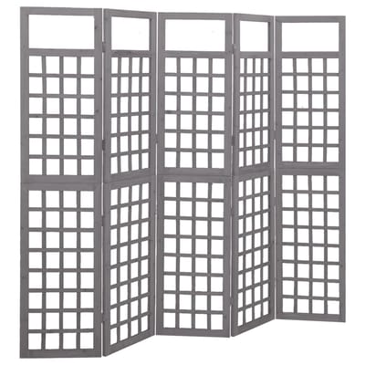 vidaXL - Kamerscherm/trellis - met - 5 - panelen - 201,5x180 - cm - vurenhout - grijs