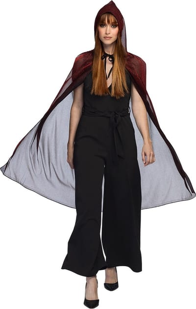 Boland - Cape Night sky rood - Volwassenen - Tovenaar - Halloween - Horror - Vampier