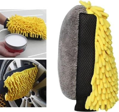 Autowashandje Microvezel - Droogdoek Poetsdoek - Auto Reinigen - Dubbelzijdige Vezels - 28 x 185 cm - Geel