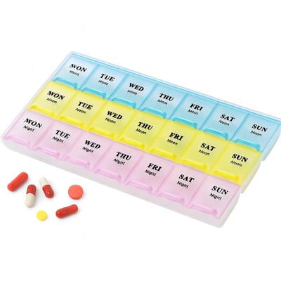 Pillendoosje I Pillendoos 21 Compartimenten I Medicijn doosje I Pil Box I 7 dagen I 3 Dagdelen I Avond/Ochtend/Middag I Maandag T/M Zondag
