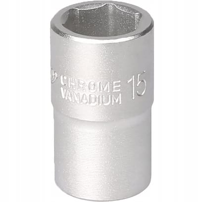Dop 15mm 1/2" Zeskant 6-Zijdig Kort Chroom-Vanadium Staal MJW