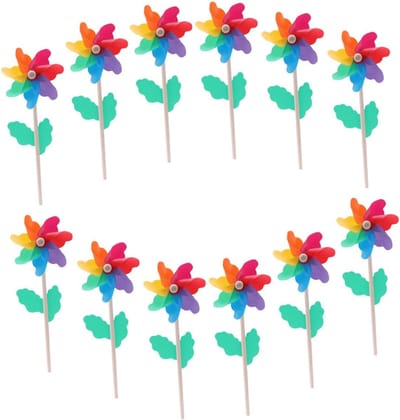 Kleurrijke Windmolens - Tuindecoratie Wervel - Buiten Decoratie - Draait met de wind mee - 7.5 x 7.5 cm