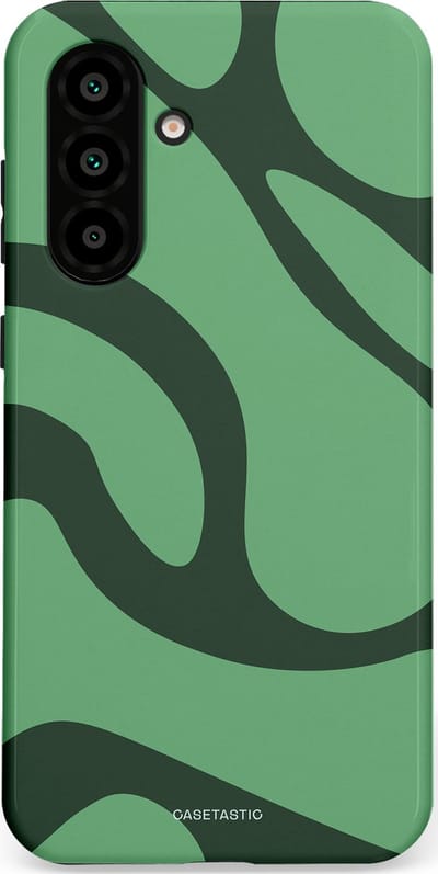 Casetastic hoesje geschikt voor Samsung Galaxy A36 / Samsung Galaxy A56 - Dubbellaagse bescherming - Khakigroene Bos Blobs - Fashion Case - Saliegroen Donkergrijs