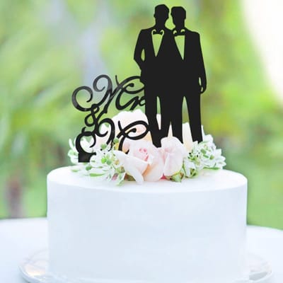 Dailygoods- Cake Topper Zwart Acryl - Bruiloft Decoratie - Taartversiering - Romantische Taartdecoratie - Mr & Mr - 18x26 cm