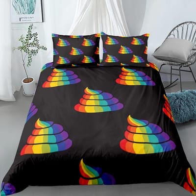 Regenboog Dekbedovertrek Set Kleurrijk Glitter Regenboog Beddengoed Set voor Kind Jongen Meisje Multicolor Dekbedovertrek Polyester Dekbedovertrek 180x210cm 3pcs