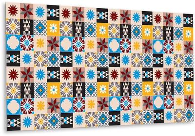 Tulup PVC Wandpaneel - Oosterse Mozaïek Vinyl Wandpaneel - 100 cm x 50 cm - Veelkleurig Vinyl Wandbekleding - 1 stuk - Wandbekleding Vinyl - Mozaïek Wandbekleding - PVC Muurpaneel - Plaktegels Keuken en Badkamer
