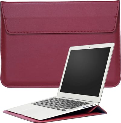 2-in-1 Laptopsleeve 10 tot 12 inch - Wijnrood - Laptopsleeve voor Dames / Heren - Laptop Tas Sleeve met Standaard