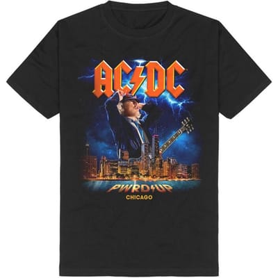 AC/DC T-shirt - PWRUP Chicago - S tot 3XL - voor Mannen - zwart