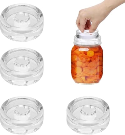Fermentatiegewichten van glas voor groenten en fruit, Ø 7 cm, ideaal voor inmaken en conserveren, set van 4 stuks