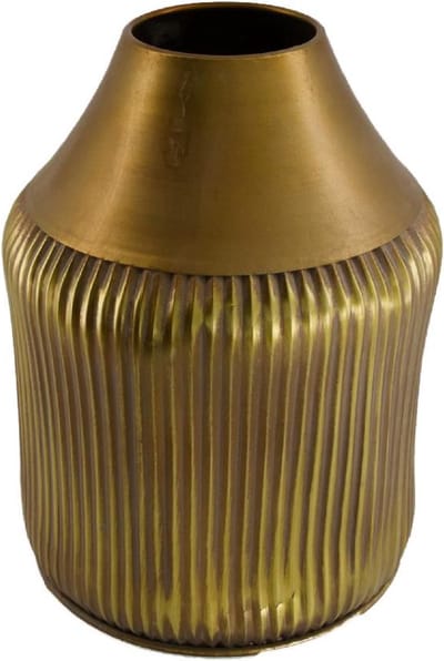 Oneiro Luxe Vaas VASE METAL Ø19X29CM BRONZE – hotel chique - binnen – accessoires – tuin – decoratie – bloemen – mat – glans – industrieel - droogbloemen