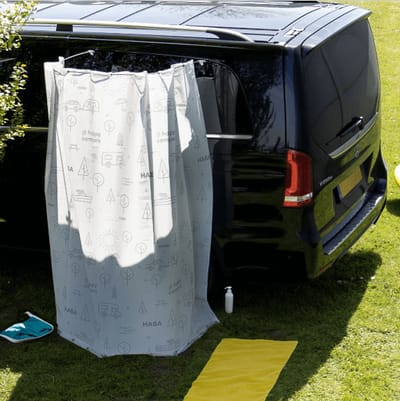 Haba - Cascata Mobiel Douchegordijn - Douchegordijn - Kamperen - Opvouwbaar - Wit - 180x70 cm