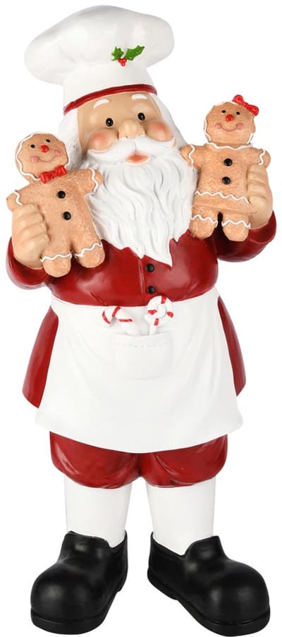 Dekoratief | Santa bakker staand m/cookies, wit/rood, resina, 19x20x42cm | A255084