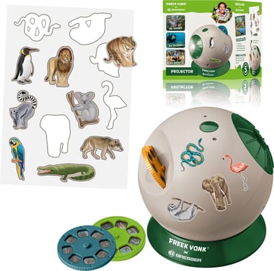 Freek Vonk X BRESSER Projector - 24 Dia's van Freek voor op de muur - 3 Dia schijven - Incl. Stickers