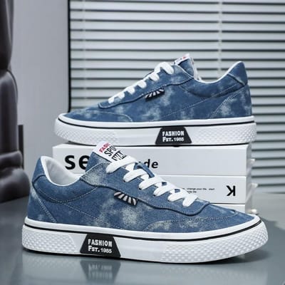 Herenschoenen Mode Comfortabele Canvas Sneakers Casual Flats voor Heren Buiten Antislip Sportschoenen Heren Sneakers Gevulkaniseerde Schoenen 43 blauw