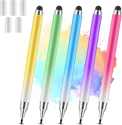 Daity Set van 5 - 2-in-1 styluspennen voor touchscreen-apparaten – Zeer nauwkeurige - niet-oplaadbare stylus voor iPad - iPhone - Samsung en Android-tablets (3 kleuren)