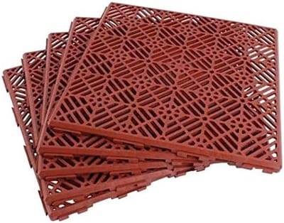 Kunststof Terrastegels - Tuintegels Bodemplaten - Buitenruimte Creëren - Antislip Groeven - 30cm x 30cm - Rood