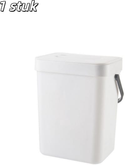 1 stuk - Afvalbak - Compacte keukenafvalbak - Wandmodel - Met deksel - Afgesloten compostbak voor binnengebruik - Geschikt voor het verzamelen van keuken-, slaapkamer- en badkamerafval - Wit
