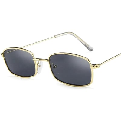 Unisex Kleine Retro Shades Rechthoekige Zonnebril Heren Metalen Montuur Brillen Buiten Heldere Glazen Zonnebril Voor Dames