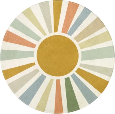 80*80cm antislip vloermat verdikt imitatie kasjmier rond tapijt slaapkamer nachtkastje deken geschikt voor woonkamer, eetkamer, slaapzaal en slaapkamerdecoratie - Zonkleur C