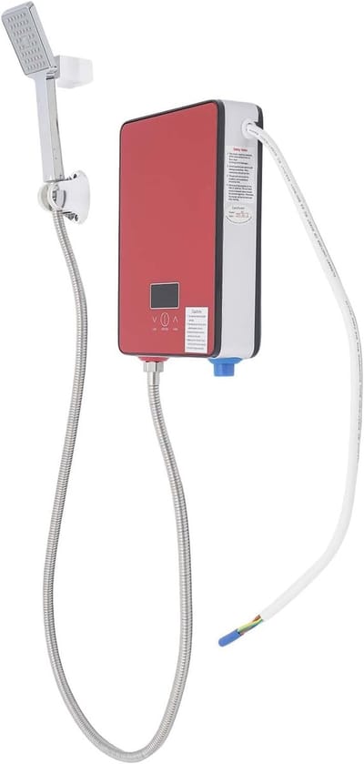 Doorstroomboiler - Elektrische boiler - Directe verwarming - Compact en efficiënt - 18x6x28 cm - Rood