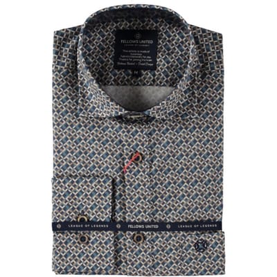 Fellows United - Lange mouw overhemd - Mannen - XXL - Blauw - Katoen - 52.6505