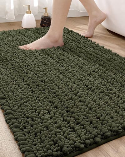 Allecto - Badmat - Absorberend - Zacht en dik - Olijfgroen - Antislip - Machinewasbaar - Ideaal voor badkamer en doucheruimte