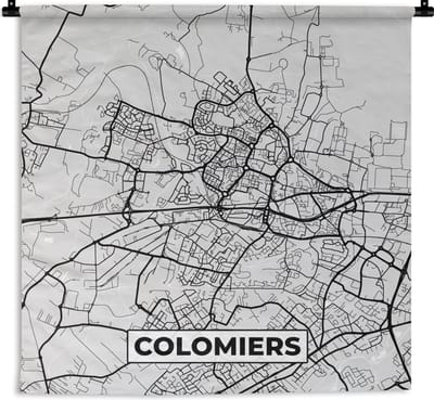 Wandkleed - Wanddoek - Frankrijk - Colomiers - Stadskaart - Plattegrond - Kaart - 180x180 cm - Wandtapijt