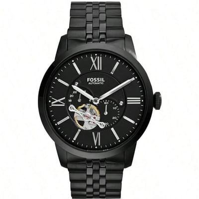 Montre Automatique Homme Collection Urbaine, pour un usage quotidien. Dispose d'un bracelet en acier inoxydable et en cuir, d'un double design évidé et d'un cadran à chiffres.. . ME3062 noir